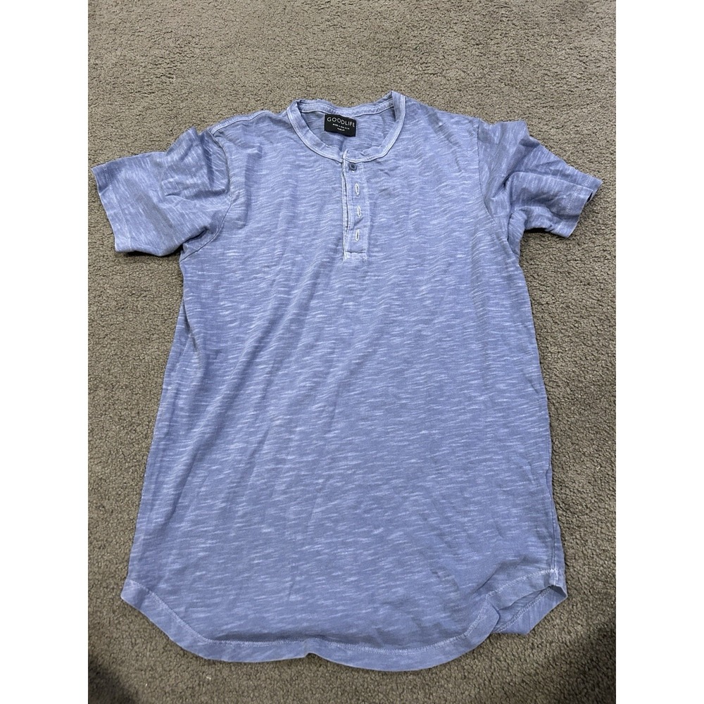 Good Life Shirt Mens‎ Medium Blue Short Sleeve Casual Henley Tee USA Made
